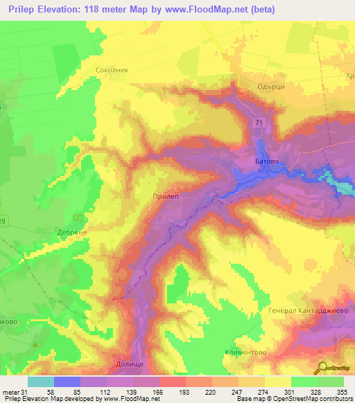 Prilep,Bulgaria Elevation Map
