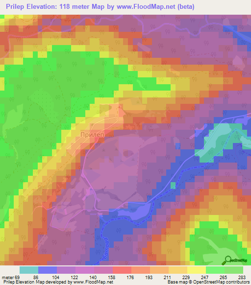 Prilep,Bulgaria Elevation Map