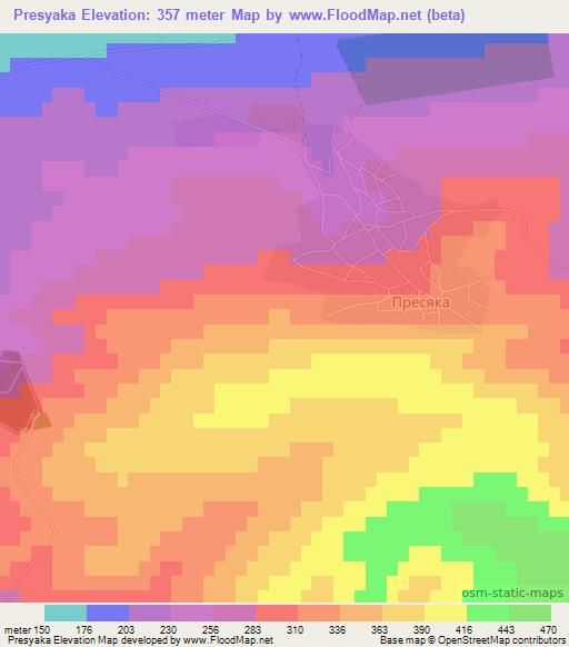 Presyaka,Bulgaria Elevation Map