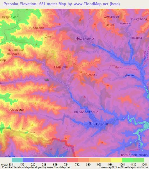 Presoka,Bulgaria Elevation Map