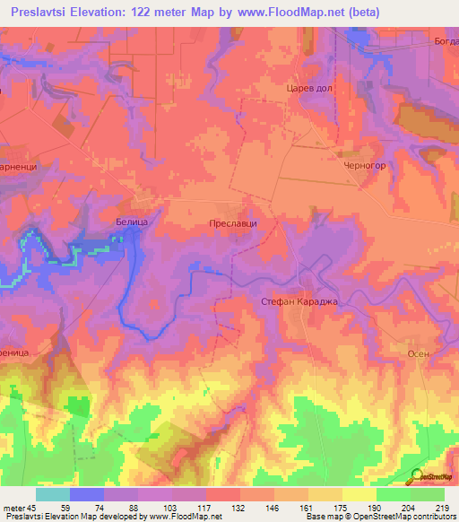 Preslavtsi,Bulgaria Elevation Map