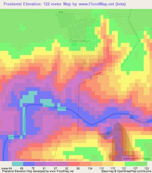 Preslavtsi,Bulgaria Elevation Map
