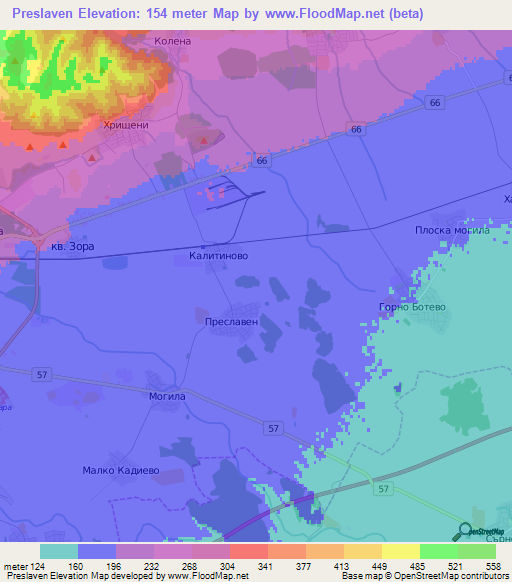 Preslaven,Bulgaria Elevation Map