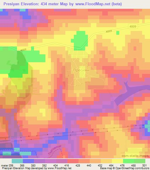 Presiyan,Bulgaria Elevation Map