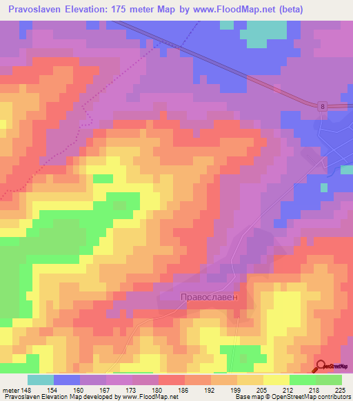 Pravoslaven,Bulgaria Elevation Map