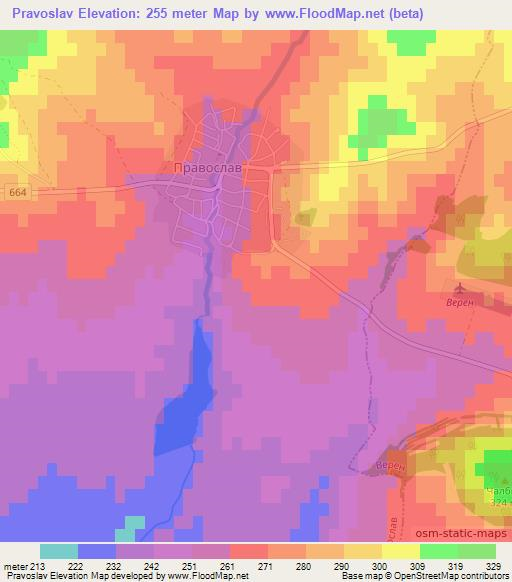 Pravoslav,Bulgaria Elevation Map