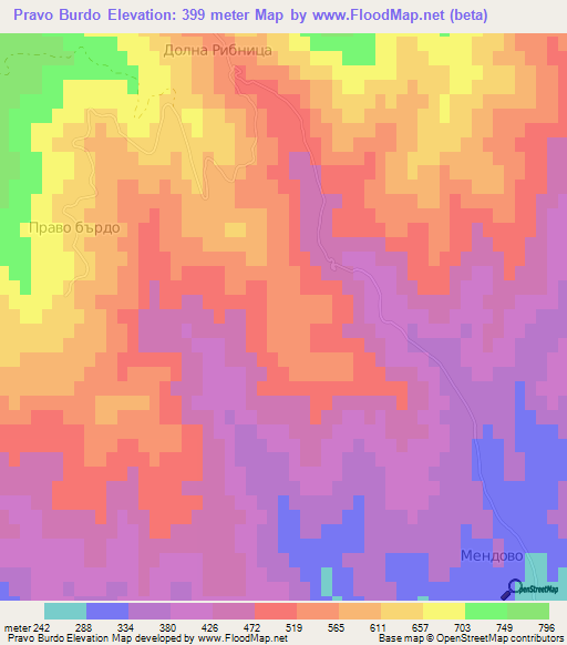 Pravo Burdo,Bulgaria Elevation Map