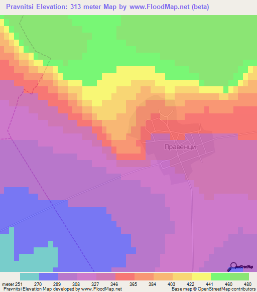 Pravnitsi,Bulgaria Elevation Map