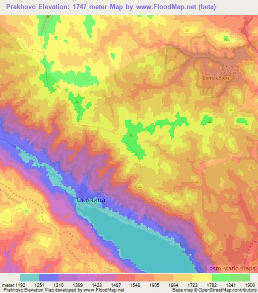 Prakhovo,Bulgaria Elevation Map