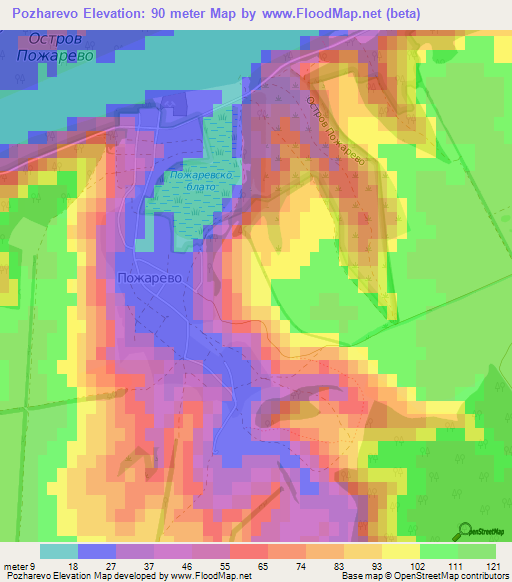 Pozharevo,Bulgaria Elevation Map