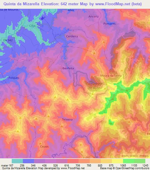 Quinta da Mizarella,Portugal Elevation Map