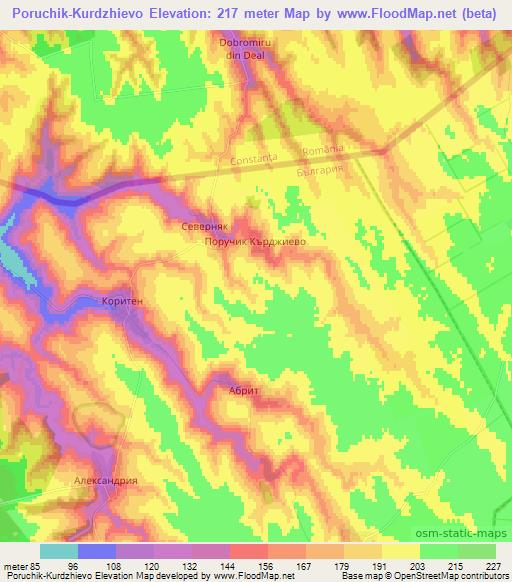 Poruchik-Kurdzhievo,Bulgaria Elevation Map