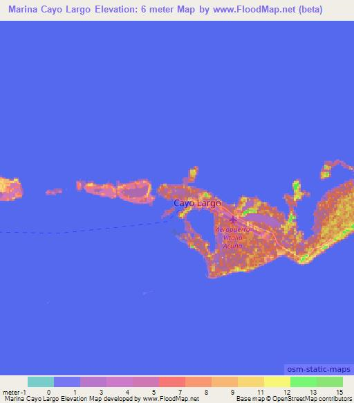Marina Cayo Largo,Cuba Elevation Map