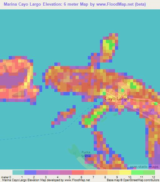 Marina Cayo Largo,Cuba Elevation Map