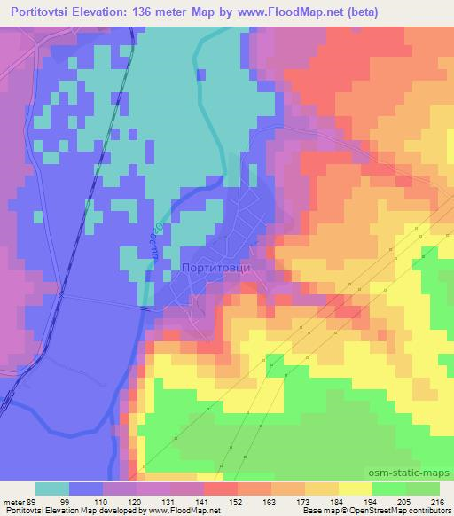 Portitovtsi,Bulgaria Elevation Map