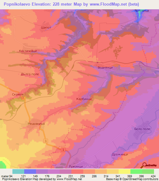 Popnikolaevo,Bulgaria Elevation Map