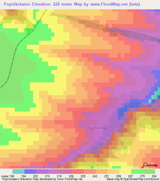 Popnikolaevo,Bulgaria Elevation Map