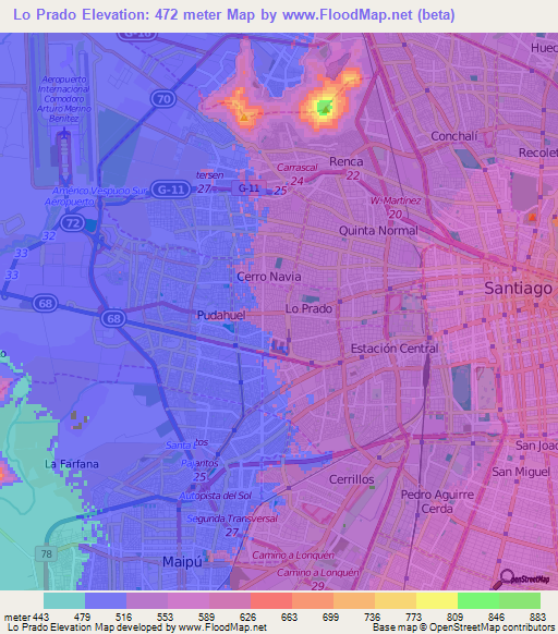 Lo Prado,Chile Elevation Map