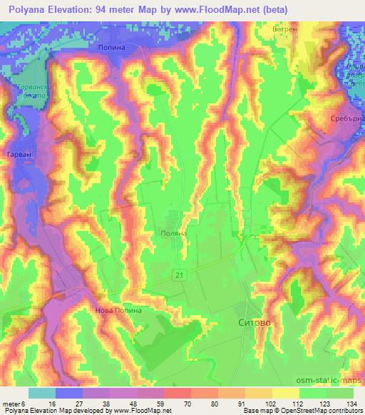 Polyana,Bulgaria Elevation Map