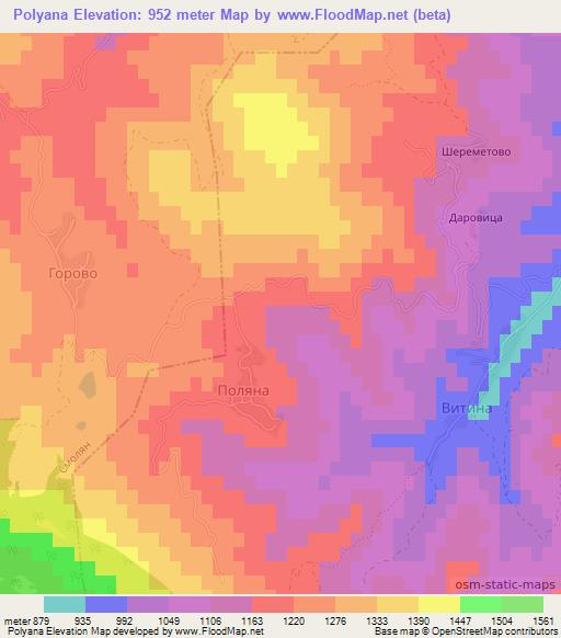 Polyana,Bulgaria Elevation Map