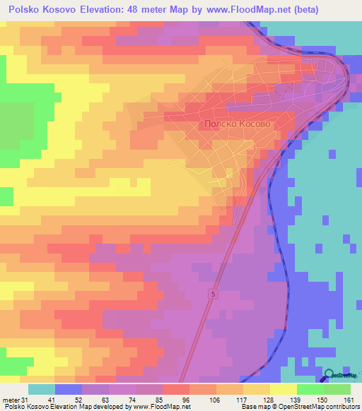 Polsko Kosovo,Bulgaria Elevation Map