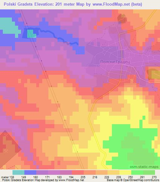 Polski Gradets,Bulgaria Elevation Map