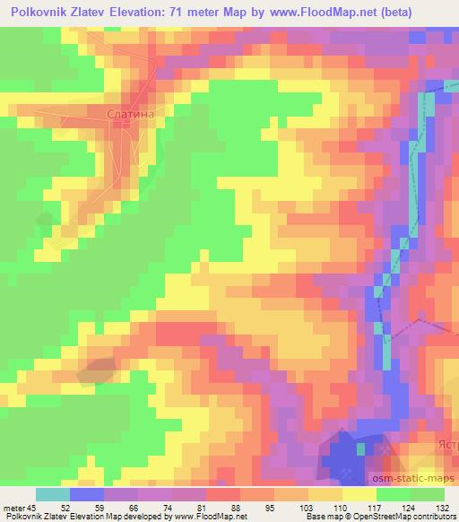 Polkovnik Zlatev,Bulgaria Elevation Map
