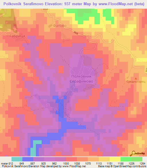Polkovnik Serafimovo,Bulgaria Elevation Map