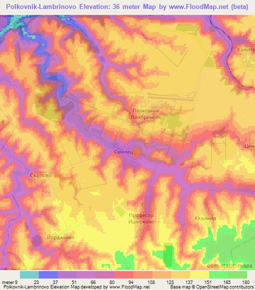 Polkovnik-Lambrinovo,Bulgaria Elevation Map