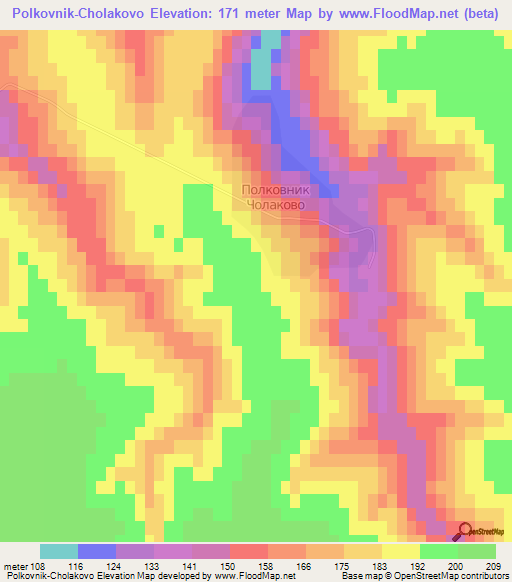 Polkovnik-Cholakovo,Bulgaria Elevation Map