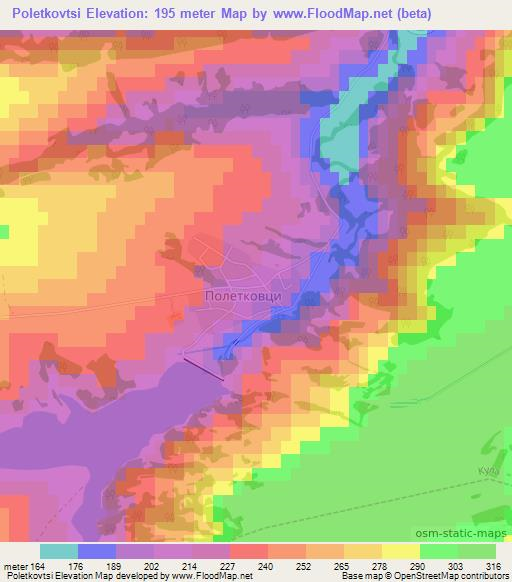 Poletkovtsi,Bulgaria Elevation Map