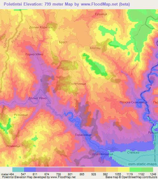 Poletintsi,Bulgaria Elevation Map