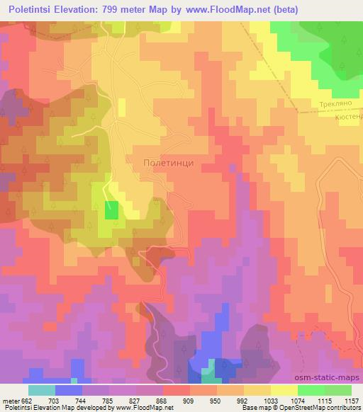 Poletintsi,Bulgaria Elevation Map