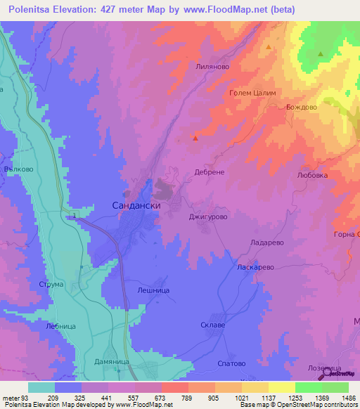 Polenitsa,Bulgaria Elevation Map