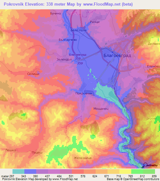 Pokrovnik,Bulgaria Elevation Map