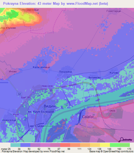 Pokrayna,Bulgaria Elevation Map