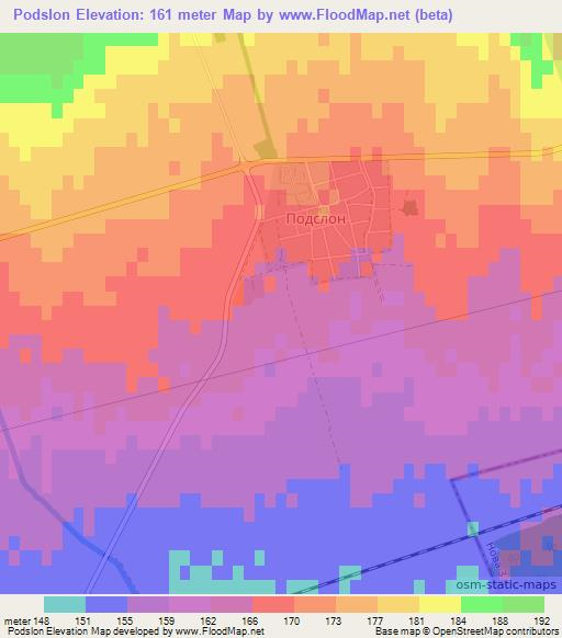 Podslon,Bulgaria Elevation Map
