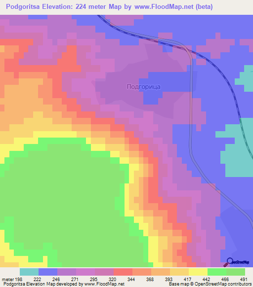 Podgoritsa,Bulgaria Elevation Map
