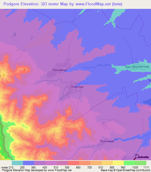 Podgore,Bulgaria Elevation Map