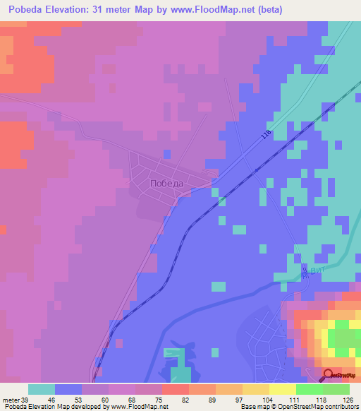 Pobeda,Bulgaria Elevation Map