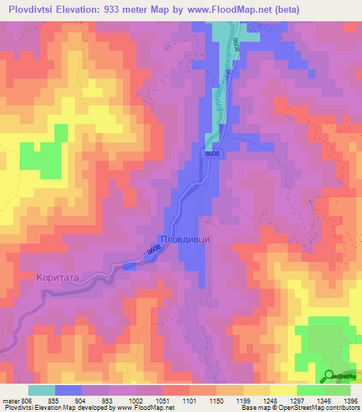 Plovdivtsi,Bulgaria Elevation Map