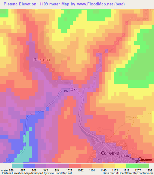 Pletena,Bulgaria Elevation Map