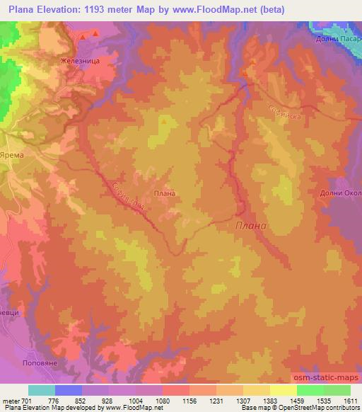 Plana,Bulgaria Elevation Map