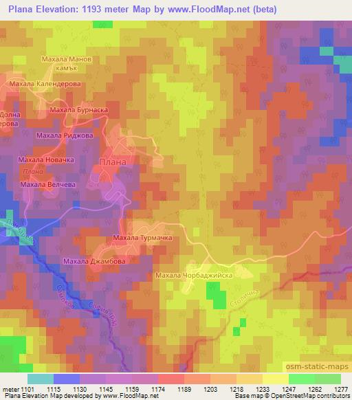 Plana,Bulgaria Elevation Map