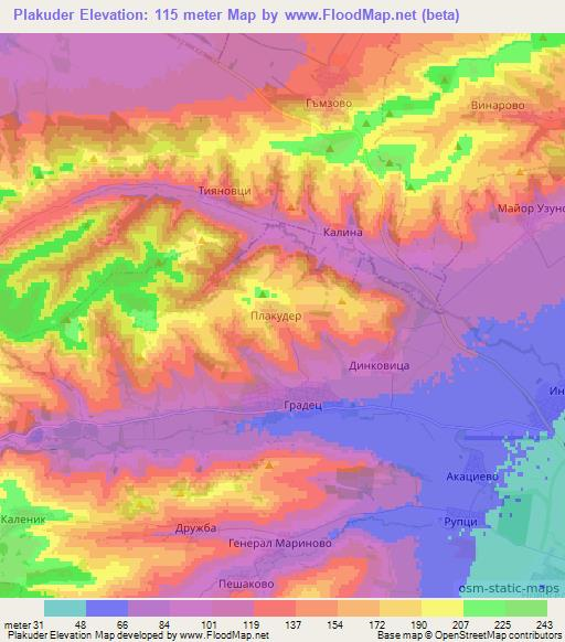 Plakuder,Bulgaria Elevation Map