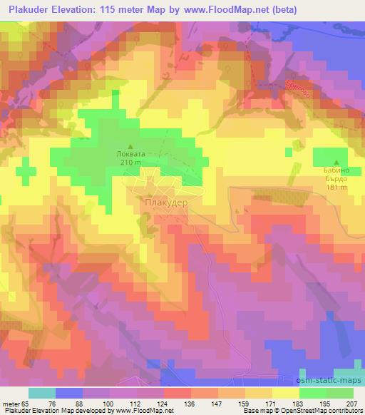 Plakuder,Bulgaria Elevation Map