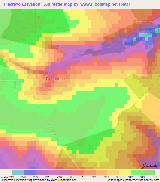 Pisarevo,Bulgaria Elevation Map