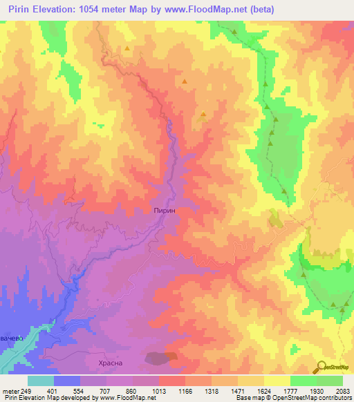Pirin,Bulgaria Elevation Map