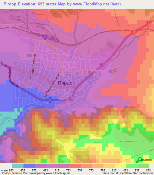 Pirdop,Bulgaria Elevation Map