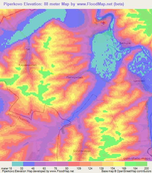 Piperkovo,Bulgaria Elevation Map
